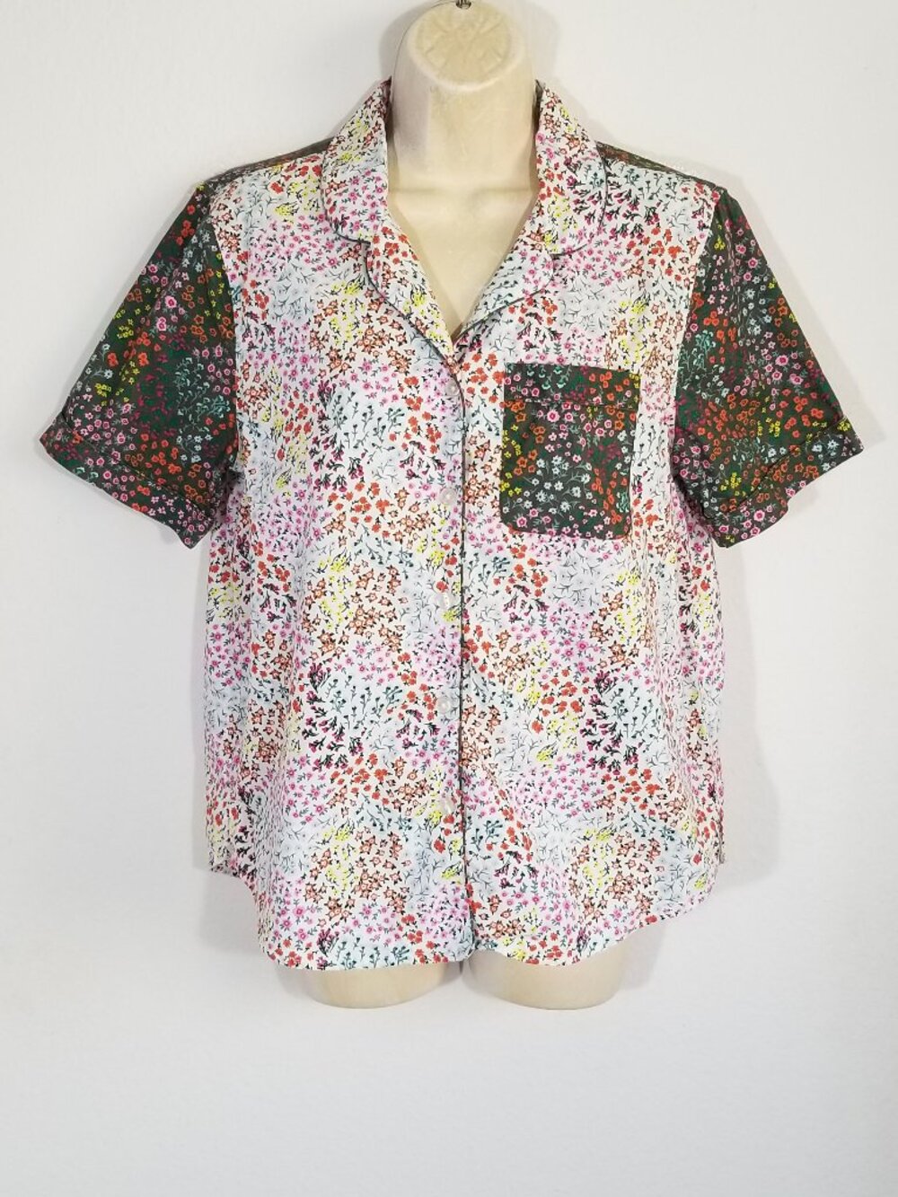 LANDS' END Poplin Pajama Shirt Top 6916E1M